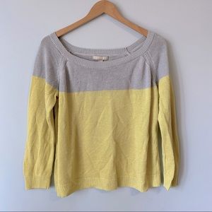 Banana Republic women’s Sweater Linen/Rayon bamboo grey yellow Wide Neck - Large